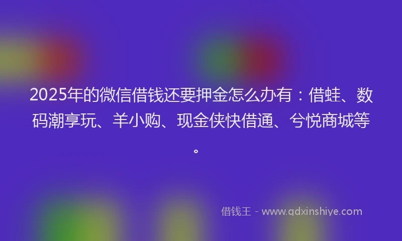 2025年的微信借钱还要押金怎么办有：借蛙、数码潮享玩、羊小购、现金侠快借通、兮悦商城等。