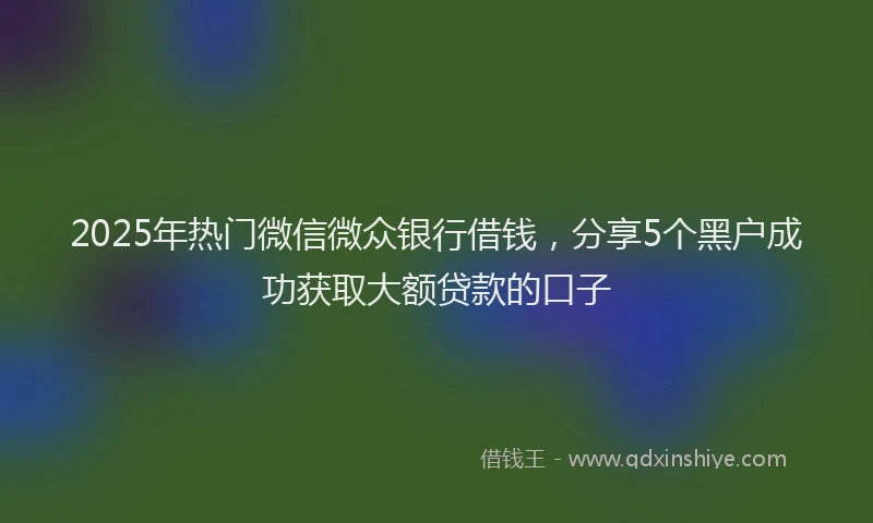 2025年热门微信微众银行借钱，分享5个黑户成功获取大额贷款的口子