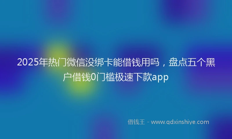 2025年热门微信没绑卡能借钱用吗，盘点五个黑户借钱0门槛极速下款app