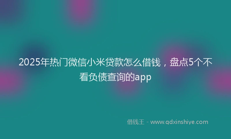 2025年热门微信小米贷款怎么借钱，盘点5个不看负债查询的app