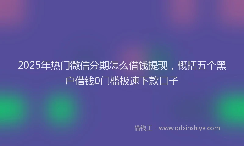 2025年热门微信分期怎么借钱提现，概括五个黑户借钱0门槛极速下款口子
