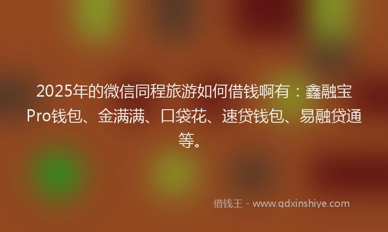 2025年的微信同程旅游如何借钱啊有：鑫融宝Pro钱包、金满满、口袋花、速贷钱包、易融贷通等。