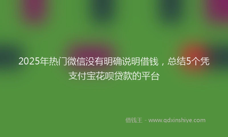 2025年热门微信没有明确说明借钱，总结5个凭支付宝花呗贷款的平台