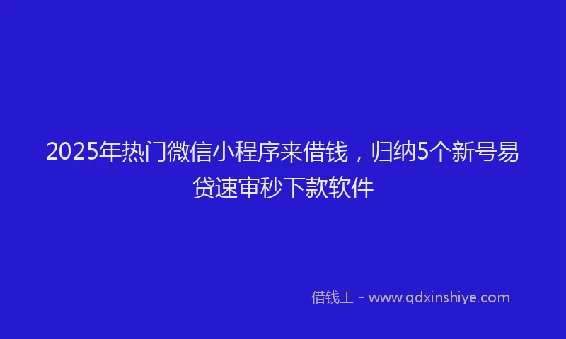 2025年热门微信小程序来借钱，归纳5个新号易贷速审秒下款软件