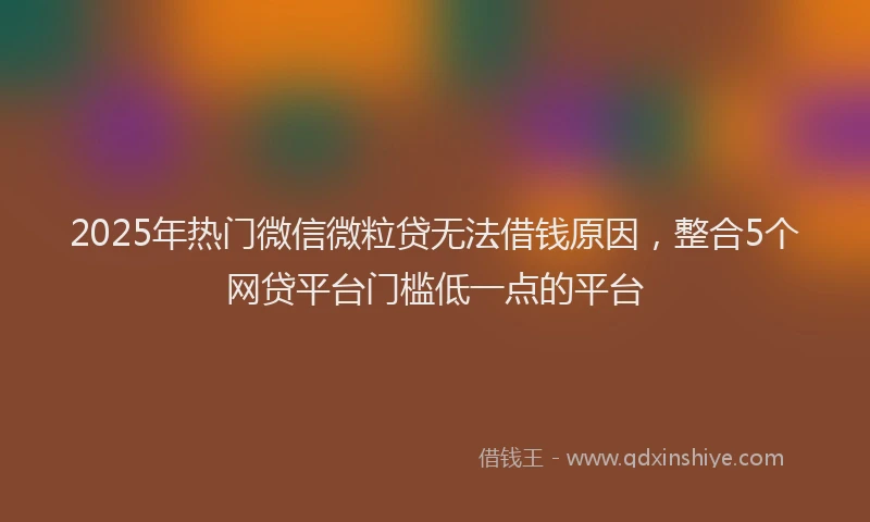 2025年热门微信微粒贷无法借钱原因，整合5个网贷平台门槛低一点的平台