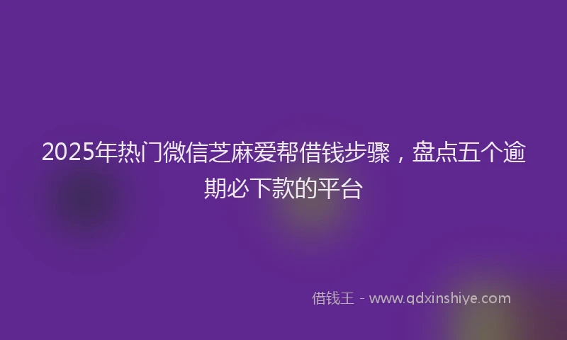 2025年热门微信芝麻爱帮借钱步骤，盘点五个逾期必下款的平台