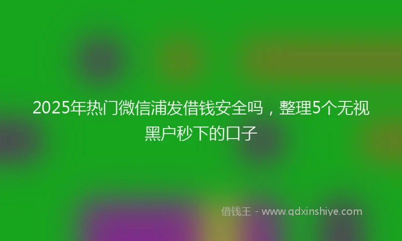 2025年热门微信浦发借钱安全吗，整理5个无视黑户秒下的口子