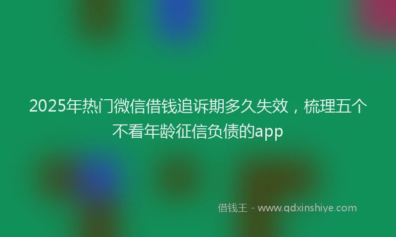 2025年热门微信借钱追诉期多久失效，梳理五个不看年龄征信负债的app