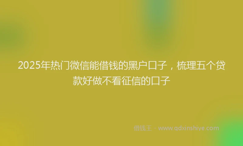2025年热门微信能借钱的黑户口子，梳理五个贷款好做不看征信的口子