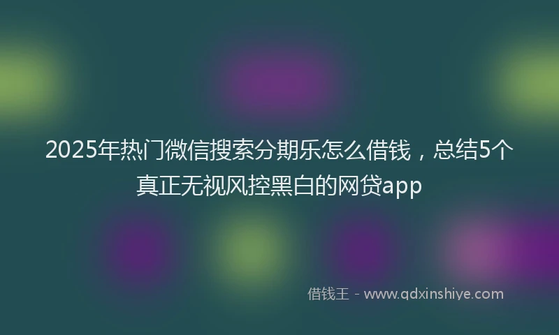 2025年热门微信搜索分期乐怎么借钱，总结5个真正无视风控黑白的网贷app