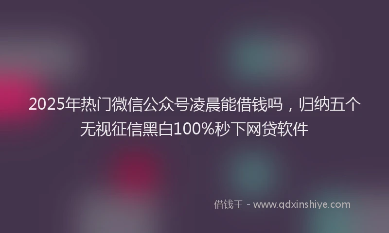 2025年热门微信公众号凌晨能借钱吗，归纳五个无视征信黑白100%秒下网贷软件