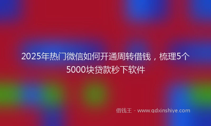 2025年热门微信如何开通周转借钱，梳理5个5000块贷款秒下软件