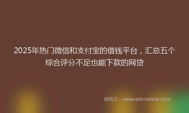 2025年热门微信和支付宝的借钱平台，汇总五个综合评分不足也能下款的网贷