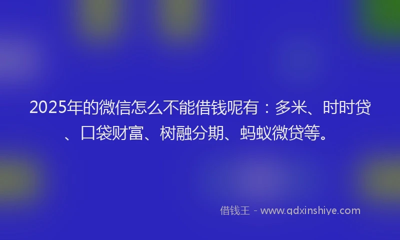 2025年的微信怎么不能借钱呢有：多米、时时贷、口袋财富、树融分期、蚂蚁微贷等。