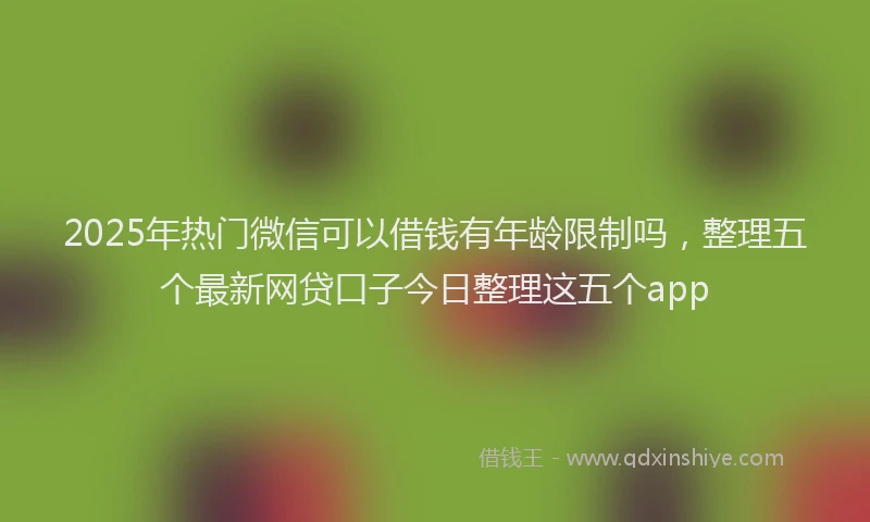 2025年热门微信可以借钱有年龄限制吗，整理五个最新网贷口子今日整理这五个app