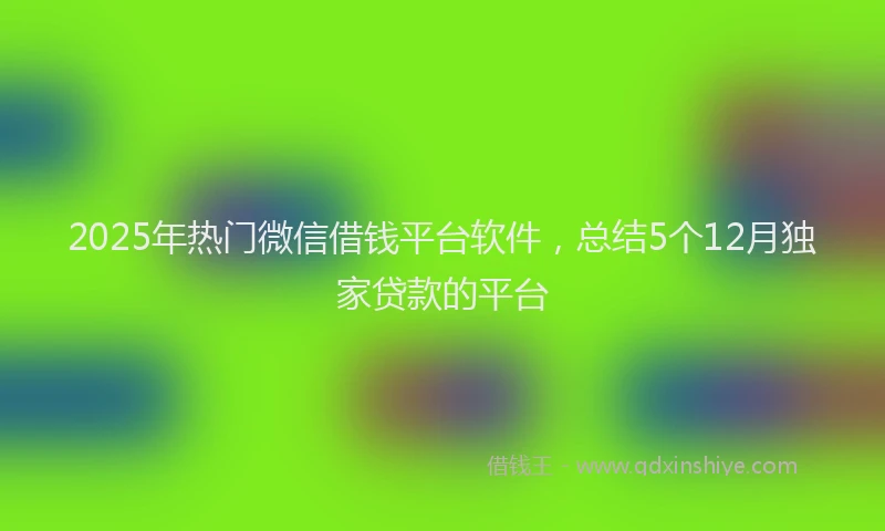 2025年热门微信借钱平台软件，总结5个12月独家贷款的平台
