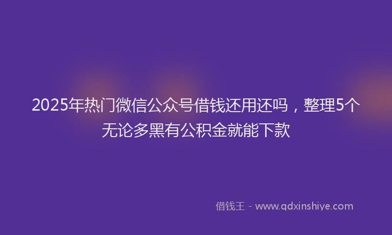 2025年热门微信公众号借钱还用还吗，整理5个无论多黑有公积金就能下款