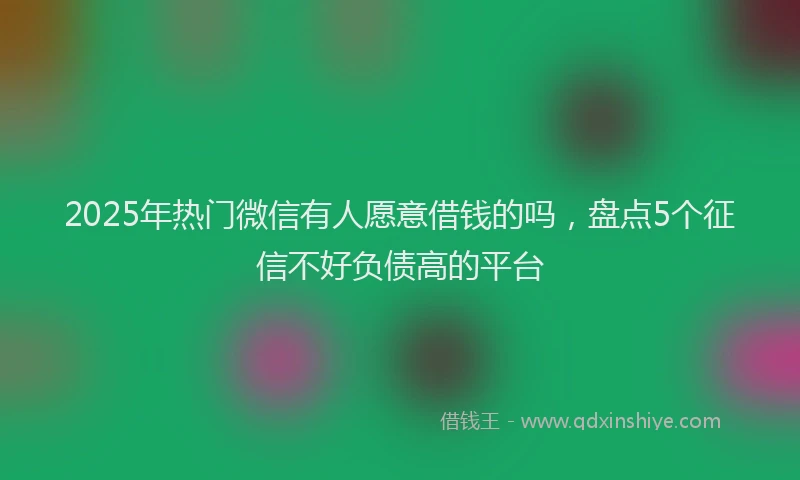 2025年热门微信有人愿意借钱的吗，盘点5个征信不好负债高的平台