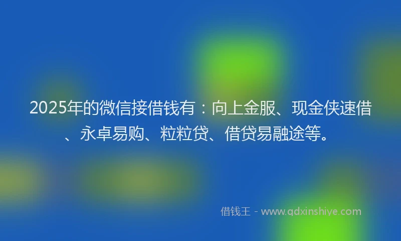2025年的微信接借钱有：向上金服、现金侠速借、永卓易购、粒粒贷、借贷易融途等。