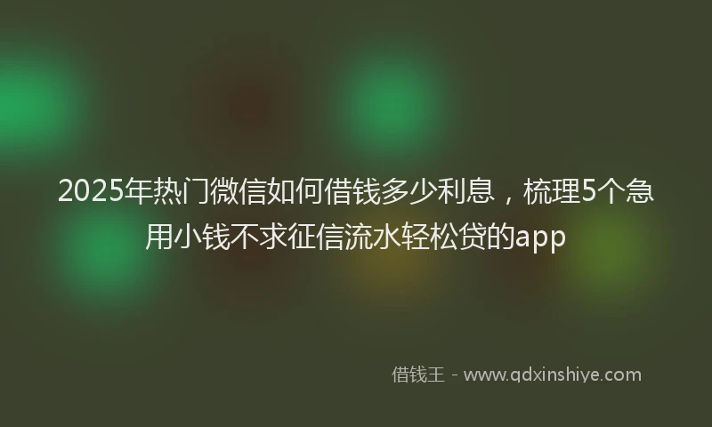 2025年热门微信如何借钱多少利息，梳理5个急用小钱不求征信流水轻松贷的app