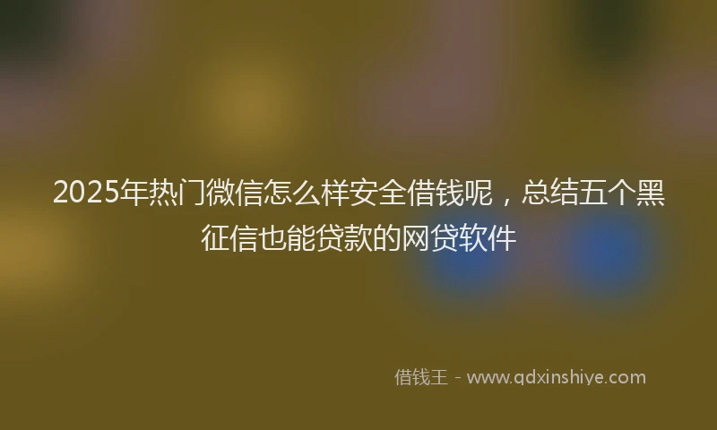 2025年热门微信怎么样安全借钱呢，总结五个黑征信也能贷款的网贷软件