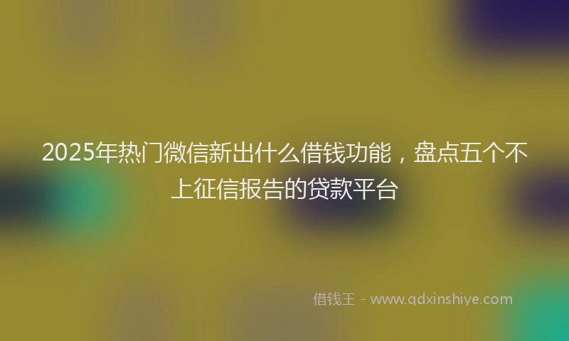 2025年热门微信新出什么借钱功能，盘点五个不上征信报告的贷款平台