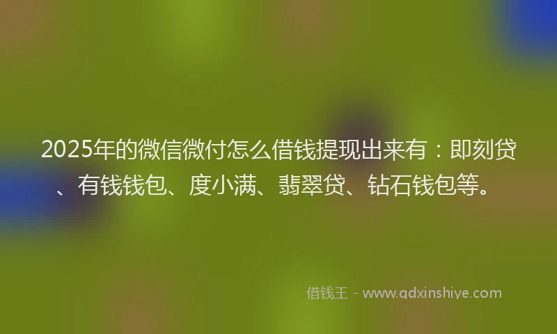 2025年的微信微付怎么借钱提现出来有：即刻贷、有钱钱包、度小满、翡翠贷、钻石钱包等。