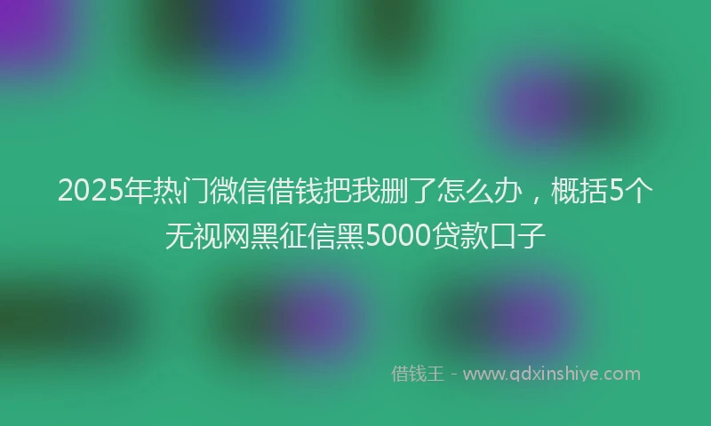 2025年热门微信借钱把我删了怎么办，概括5个无视网黑征信黑5000贷款口子