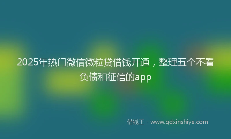 2025年热门微信微粒贷借钱开通，整理五个不看负债和征信的app