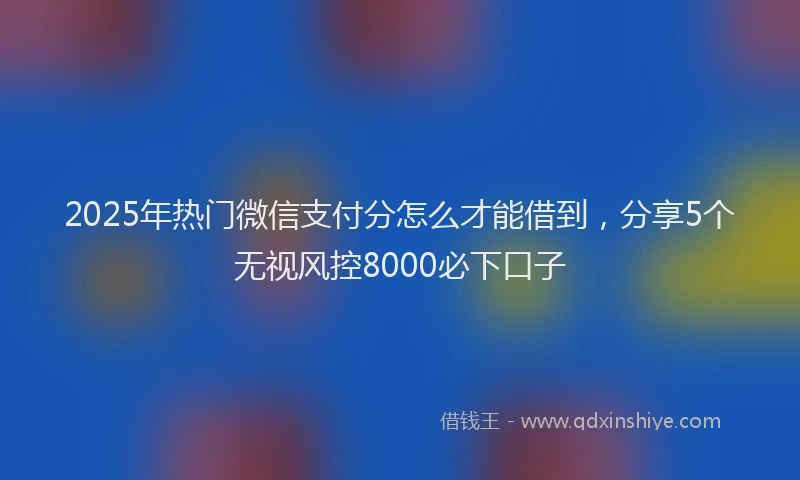 2025年热门微信支付分怎么才能借到，分享5个无视风控8000必下口子