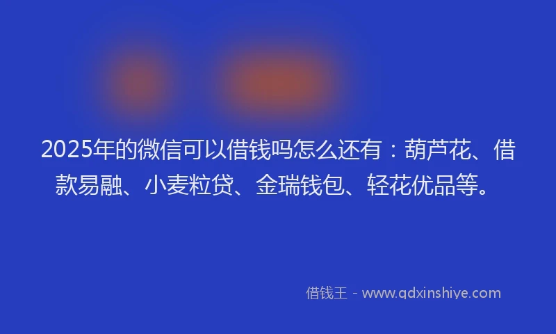 2025年的微信可以借钱吗怎么还有：葫芦花、借款易融、小麦粒贷、金瑞钱包、轻花优品等。