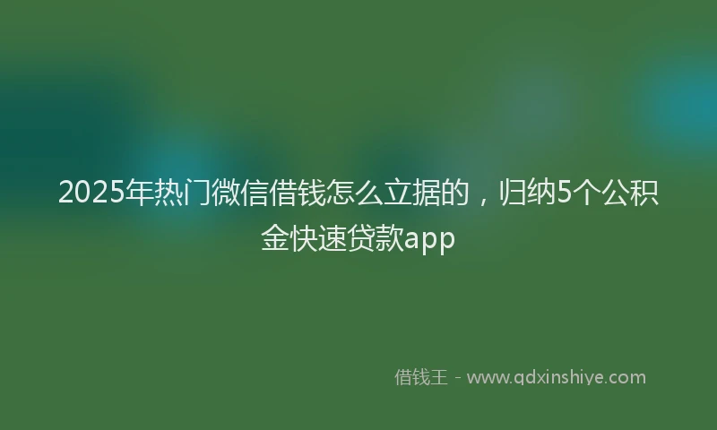 2025年热门微信借钱怎么立据的，归纳5个公积金快速贷款app