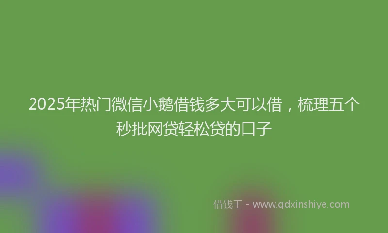 2025年热门微信小鹅借钱多大可以借，梳理五个秒批网贷轻松贷的口子