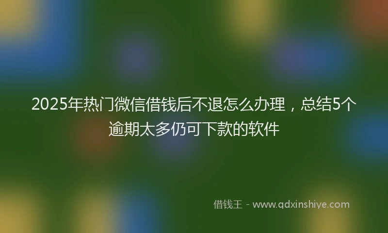 2025年热门微信借钱后不退怎么办理，总结5个逾期太多仍可下款的软件
