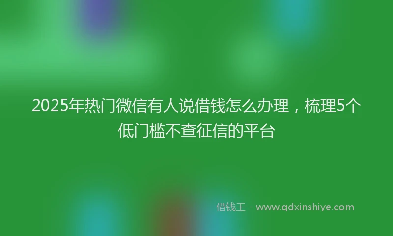 2025年热门微信有人说借钱怎么办理，梳理5个低门槛不查征信的平台