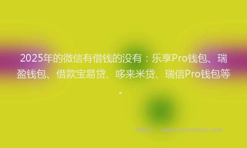 2025年的微信有借钱的没有：乐享Pro钱包、瑞盈钱包、借款宝易贷、哆来米贷、瑞信Pro钱包等。