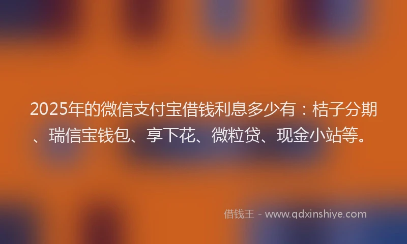 2025年的微信支付宝借钱利息多少有：桔子分期、瑞信宝钱包、享下花、微粒贷、现金小站等。