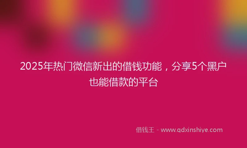 2025年热门微信新出的借钱功能，分享5个黑户也能借款的平台