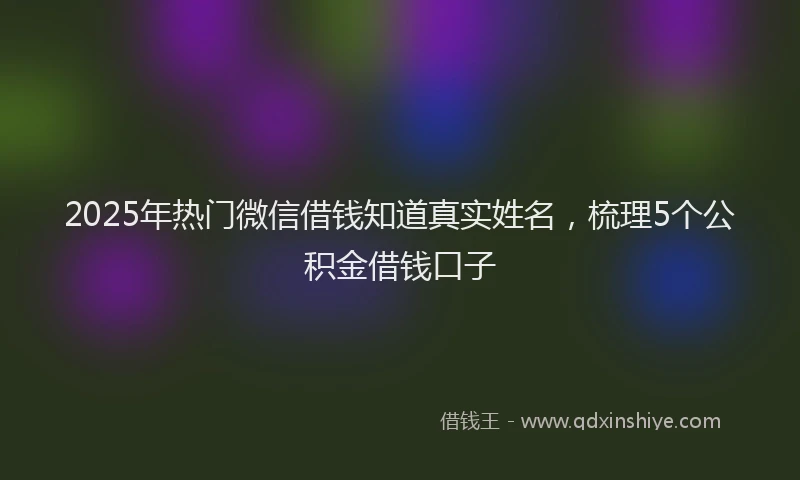 2025年热门微信借钱知道真实姓名，梳理5个公积金借钱口子
