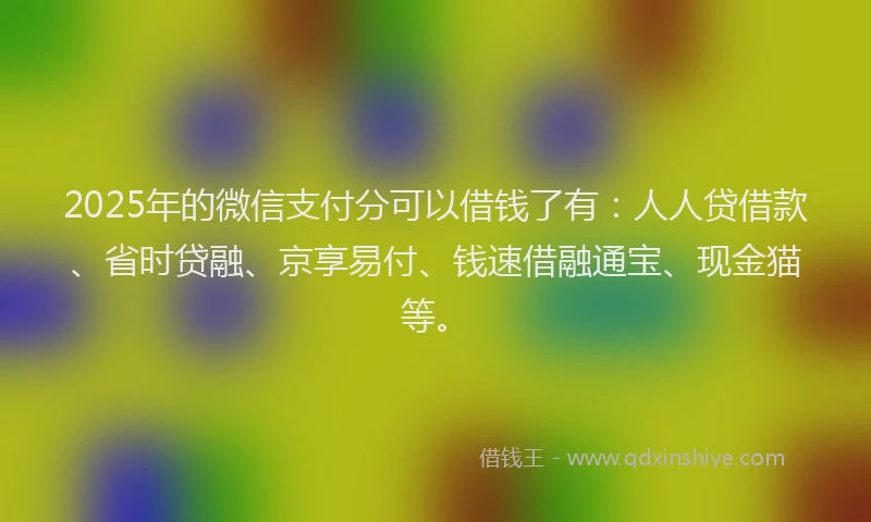 2025年的微信支付分可以借钱了有：人人贷借款、省时贷融、京享易付、钱速借融通宝、现金猫等。