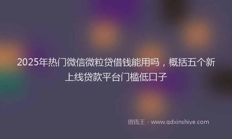 2025年热门微信微粒贷借钱能用吗，概括五个新上线贷款平台门槛低口子