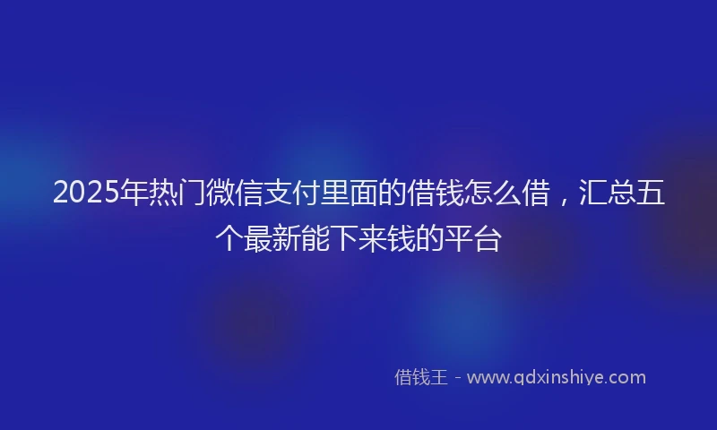 2025年热门微信支付里面的借钱怎么借，汇总五个最新能下来钱的平台