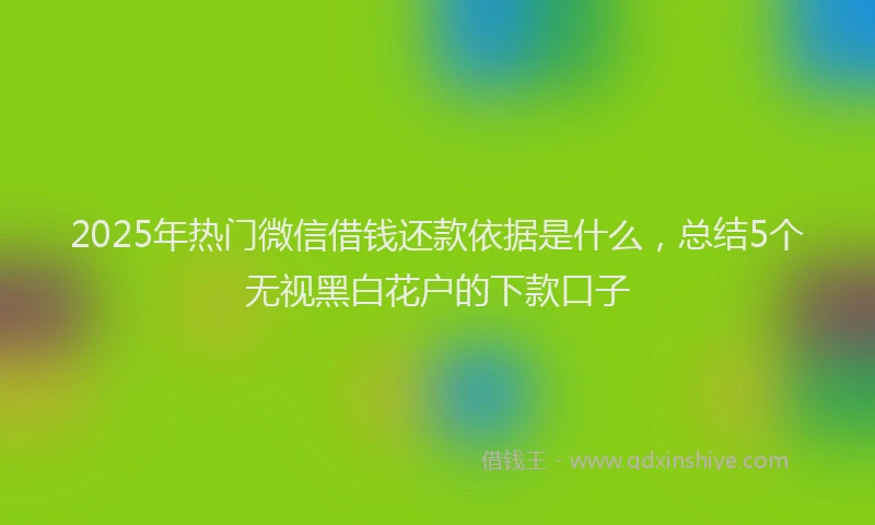 2025年热门微信借钱还款依据是什么，总结5个无视黑白花户的下款口子