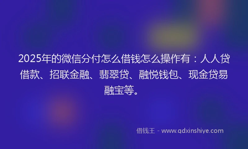 2025年的微信分付怎么借钱怎么操作有：人人贷借款、招联金融、翡翠贷、融悦钱包、现金贷易融宝等。