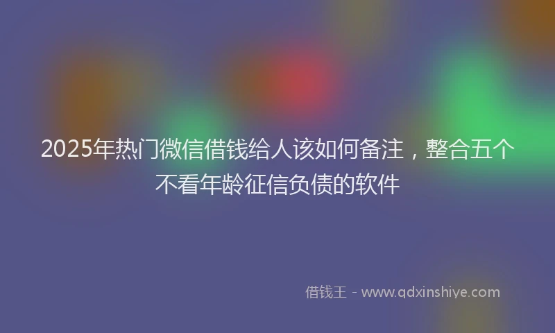 2025年热门微信借钱给人该如何备注，整合五个不看年龄征信负债的软件
