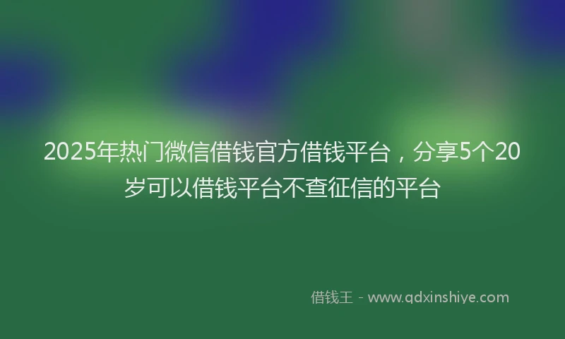 2025年热门微信借钱官方借钱平台，分享5个20岁可以借钱平台不查征信的平台