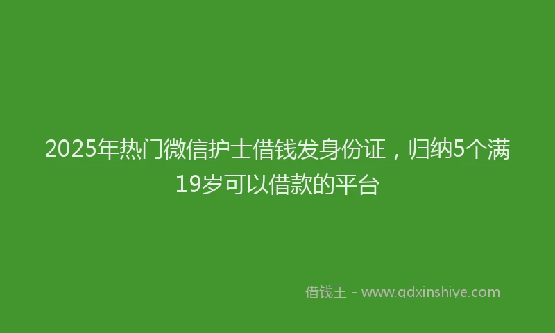 2025年热门微信护士借钱发身份证，归纳5个满19岁可以借款的平台
