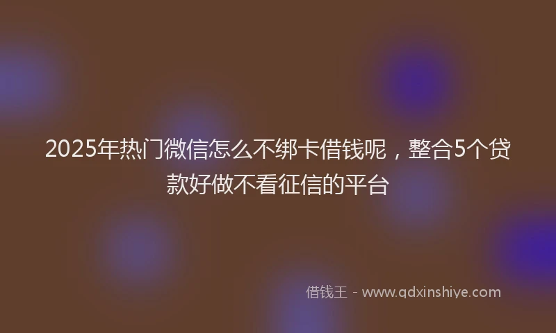 2025年热门微信怎么不绑卡借钱呢，整合5个贷款好做不看征信的平台