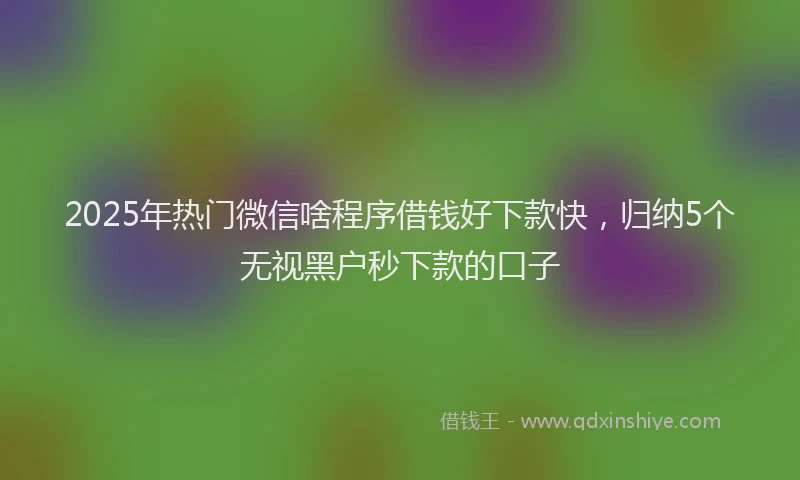 2025年热门微信啥程序借钱好下款快，归纳5个无视黑户秒下款的口子