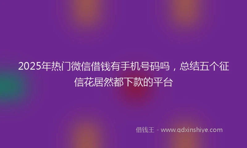 2025年热门微信借钱有手机号码吗，总结五个征信花居然都下款的平台
